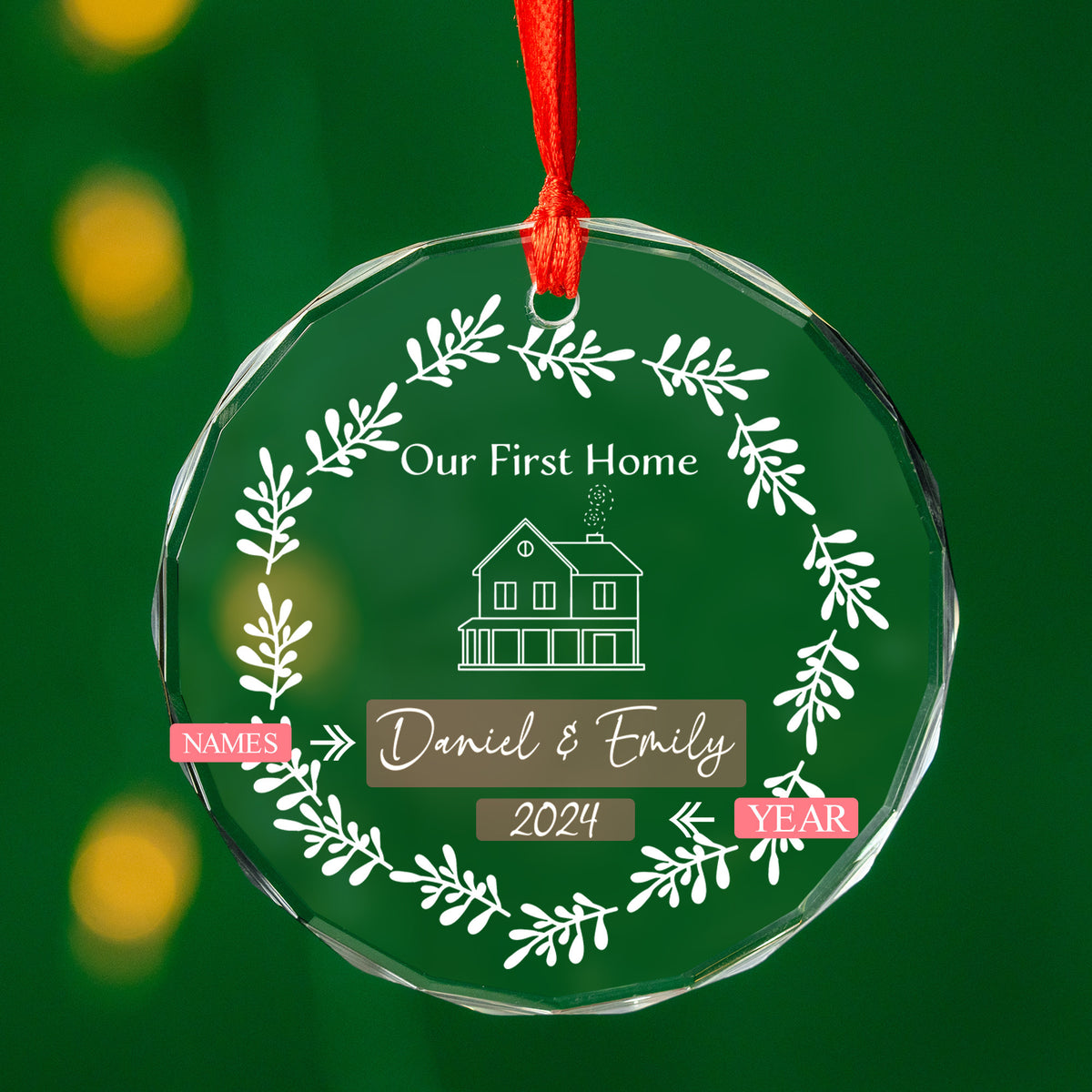 Personalized New Address Glass Christmas Ornament, First Christmas in Our New Home Gift - image 8