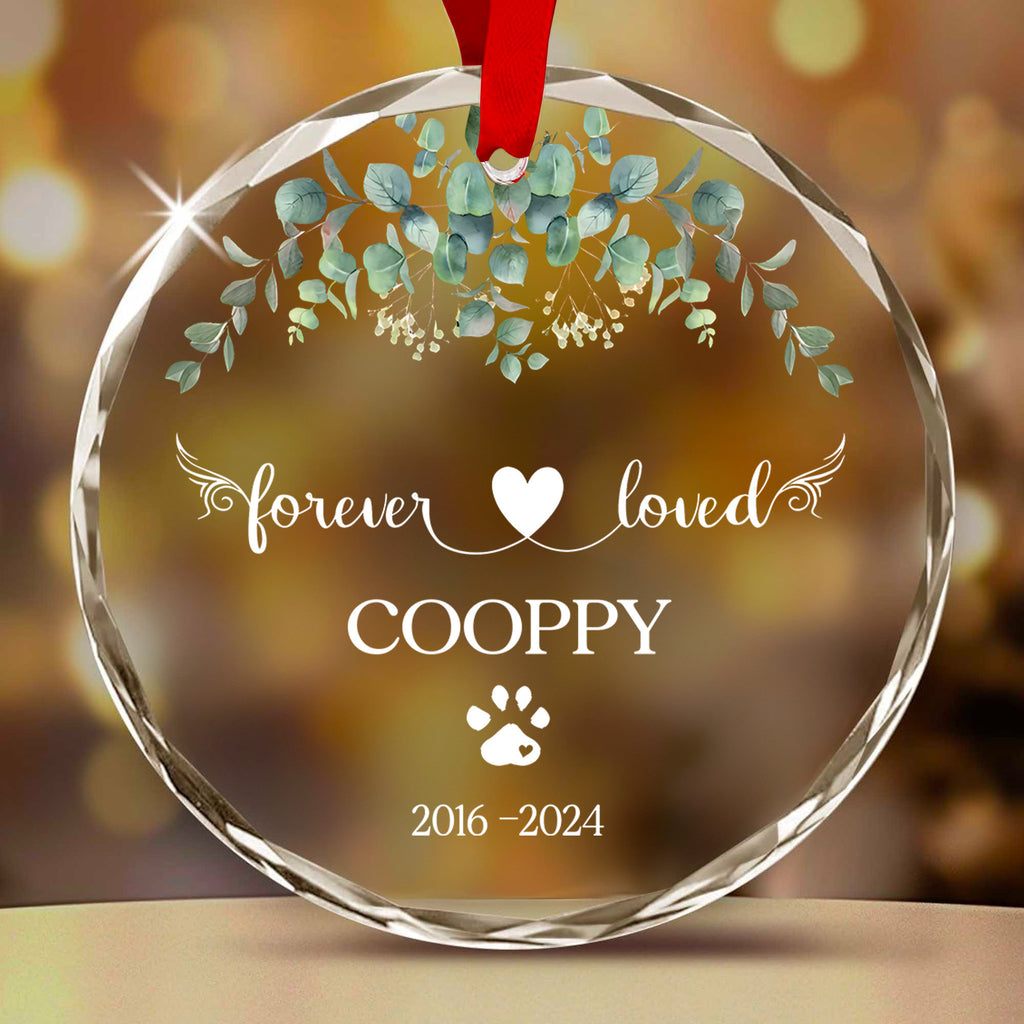 Personalized Dog Memorial Glass Christmas Ornament, Dog Remembrance Gift