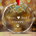 Personalized Dog Memorial Glass Christmas Ornament, Dog Remembrance Gift
