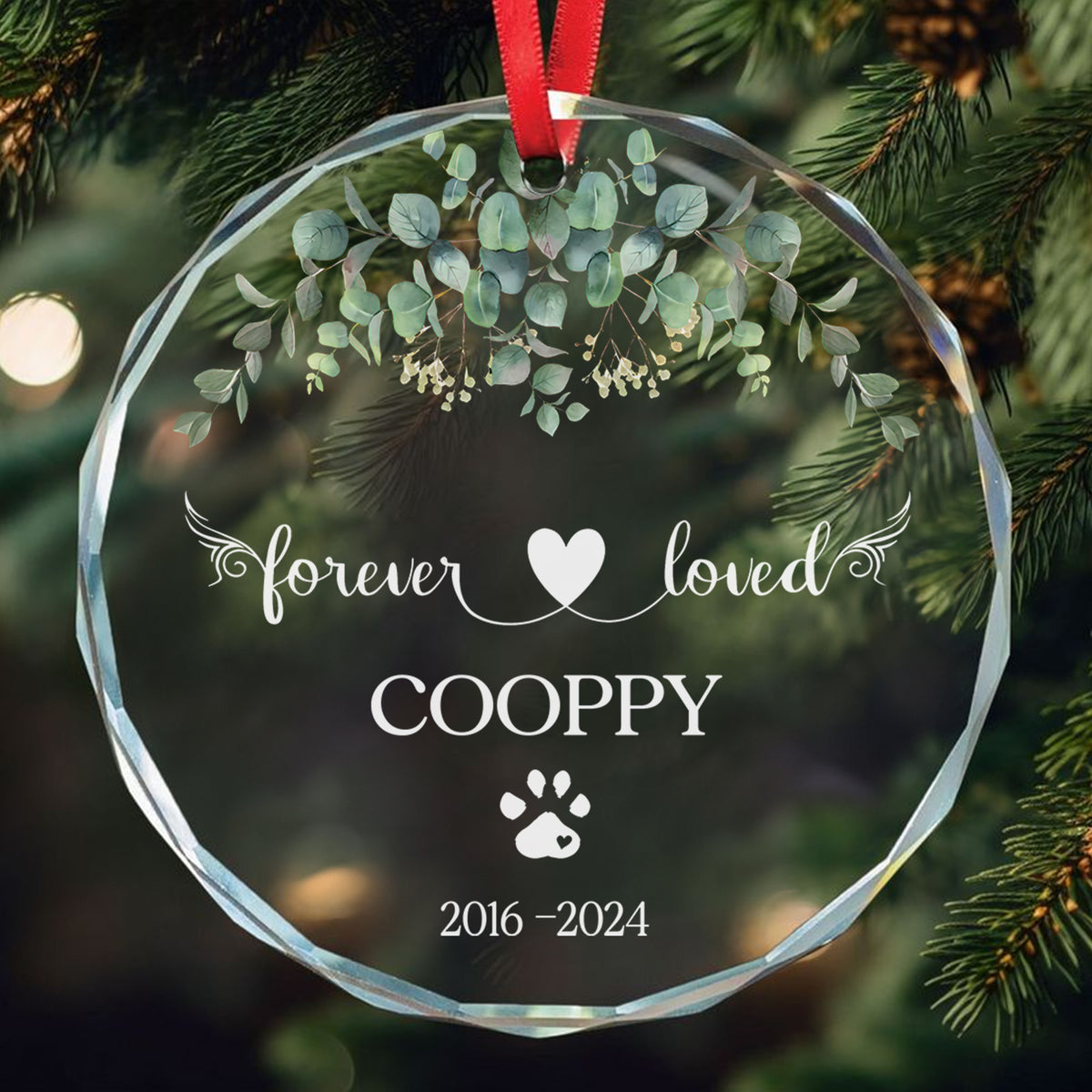 Personalized Dog Memorial Glass Christmas Ornament, Dog Remembrance Gift - image 2