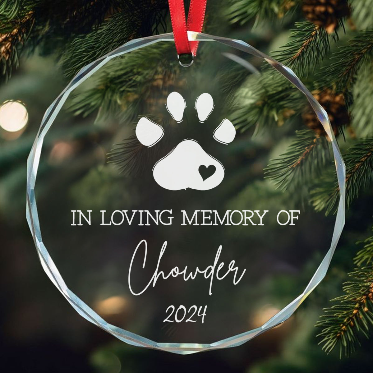 Personalized Pet Memorial Glass Christmas Ornament 2026, In Loving Memory Gift - image 4