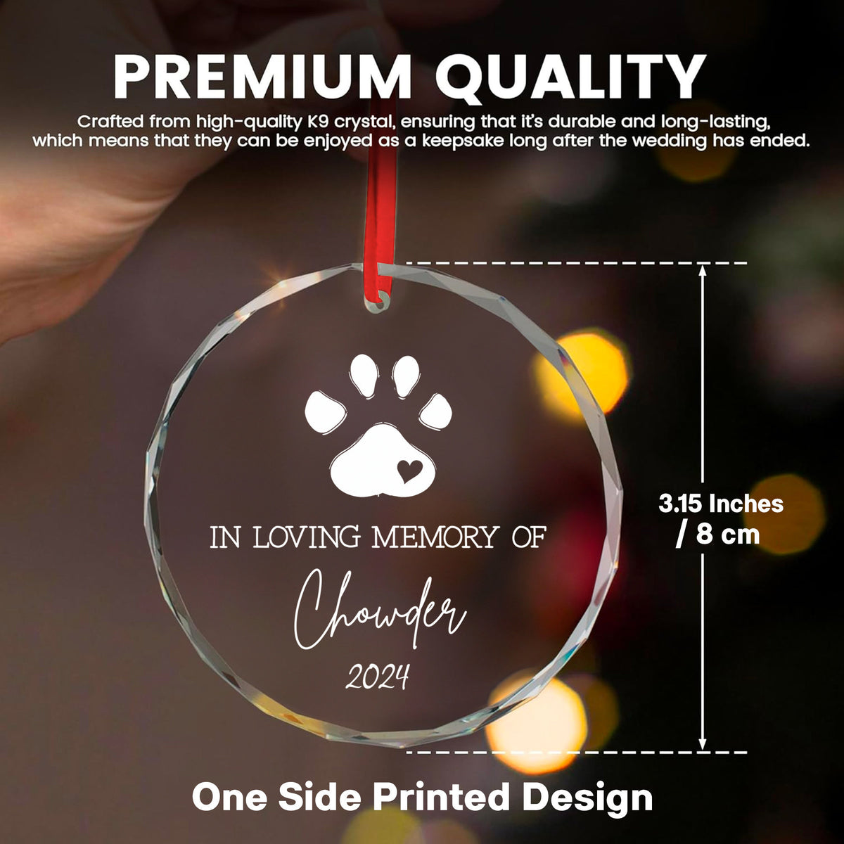 Personalized Pet Memorial Glass Christmas Ornament 2026, In Loving Memory Gift - image 2