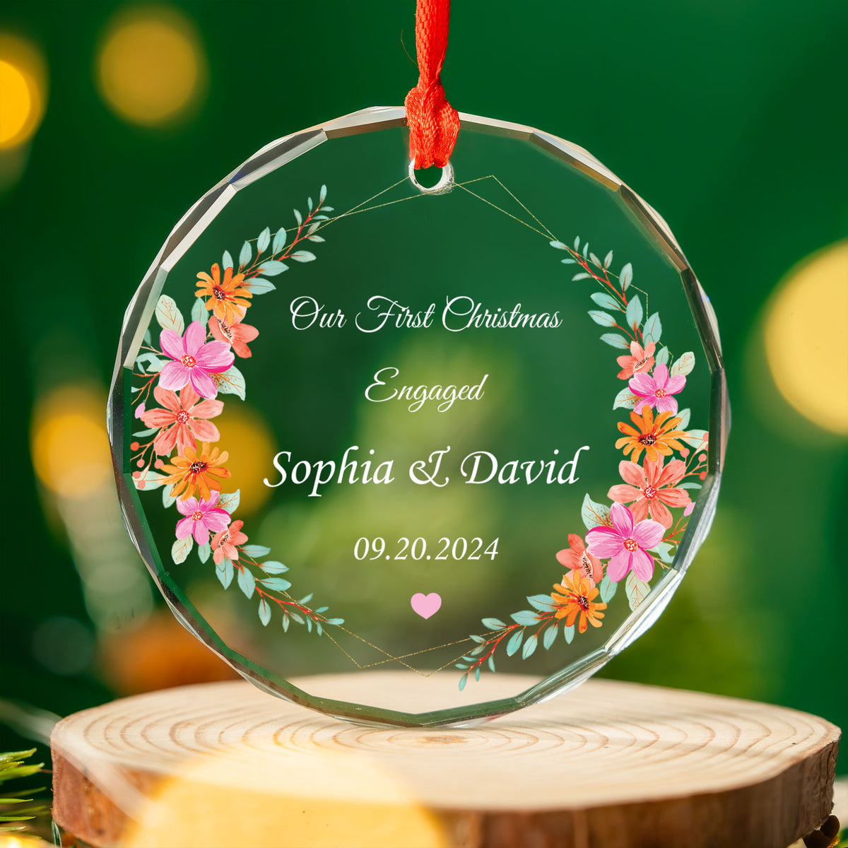 Personalized Newlywed Engaged or Together Glass Christmas Ornament 2026, Couples Gift - image 3