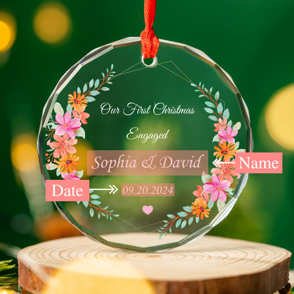 Personalized Newlywed Engaged or Together Glass Christmas Ornament 2026, Couples Gift - image 4