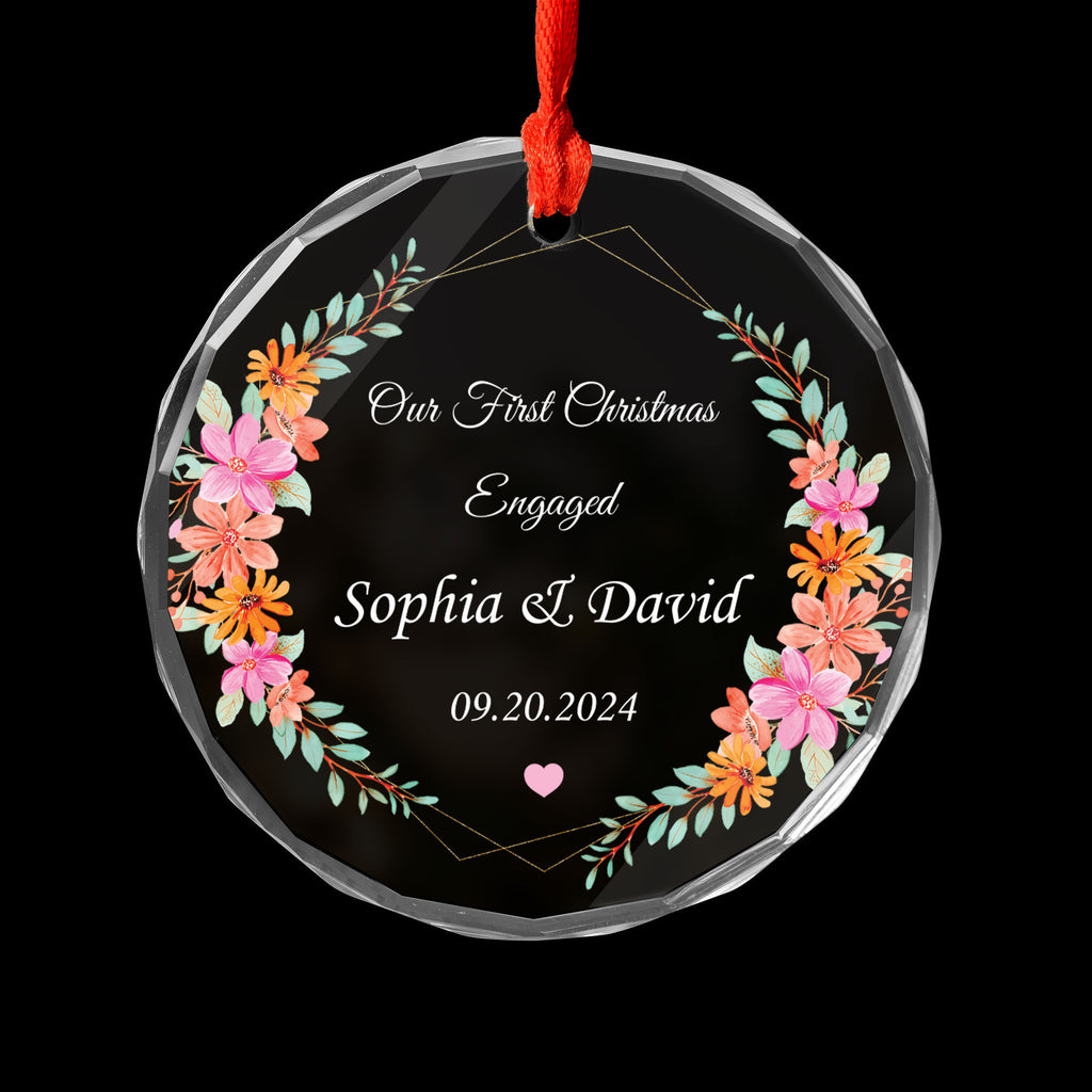 Personalized Newlywed Engaged or Together Glass Christmas Ornament 2026, Couples Gift - image 2