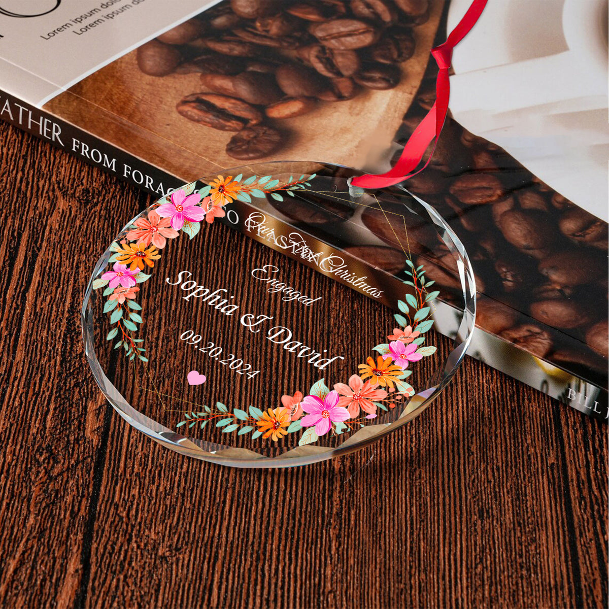 Personalized Newlywed Engaged or Together Glass Christmas Ornament 2026, Couples Gift - image 6