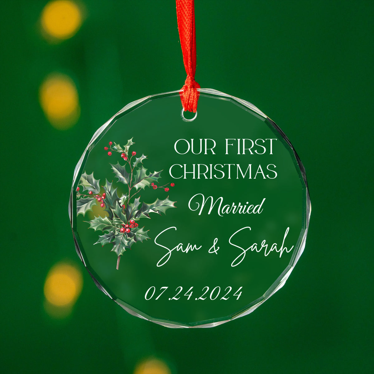 Personalized Our First Christmas Marriage Glass Ornament, Newlywed Gift - image 5