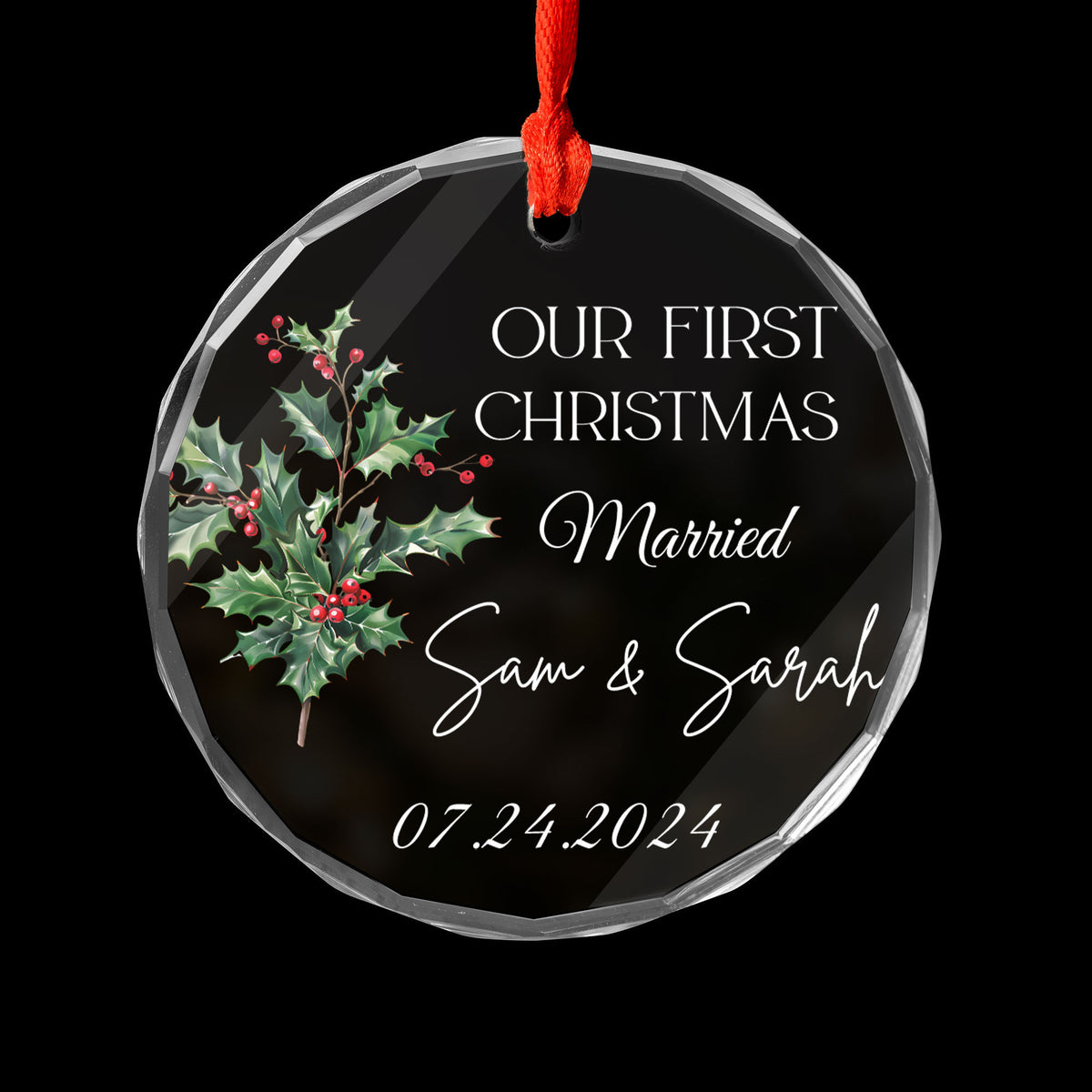 Personalized Our First Christmas Marriage Glass Ornament, Newlywed Gift - image 4