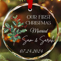 Personalized Our First Christmas Marriage Glass Ornament, Newlywed Gift