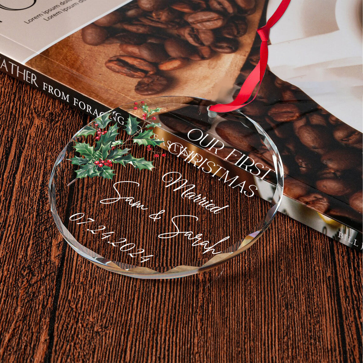 Personalized Our First Christmas Marriage Glass Ornament, Newlywed Gift - image 7