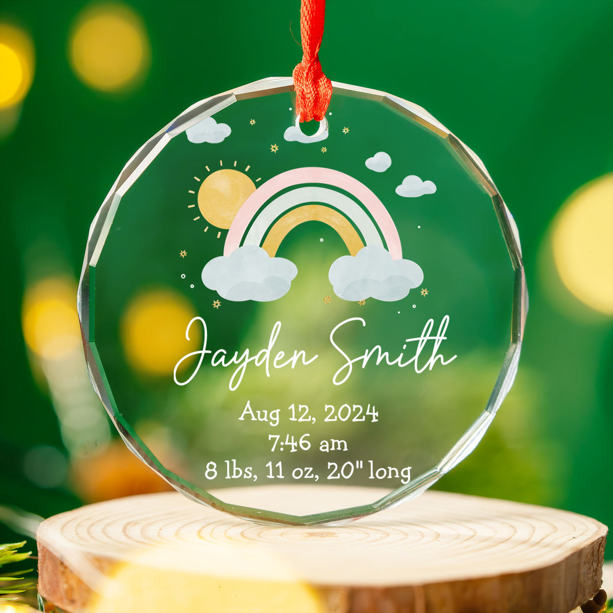 Personalized Baby Info Stats Glass Christmas Ornament, Birth Announcement Gift - image 5