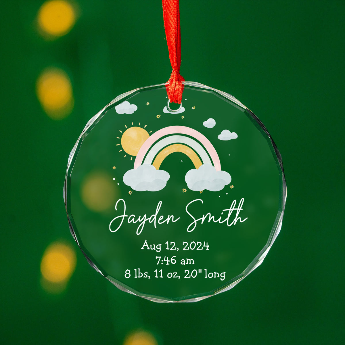 Personalized Baby Info Stats Glass Christmas Ornament, Birth Announcement Gift - image 6