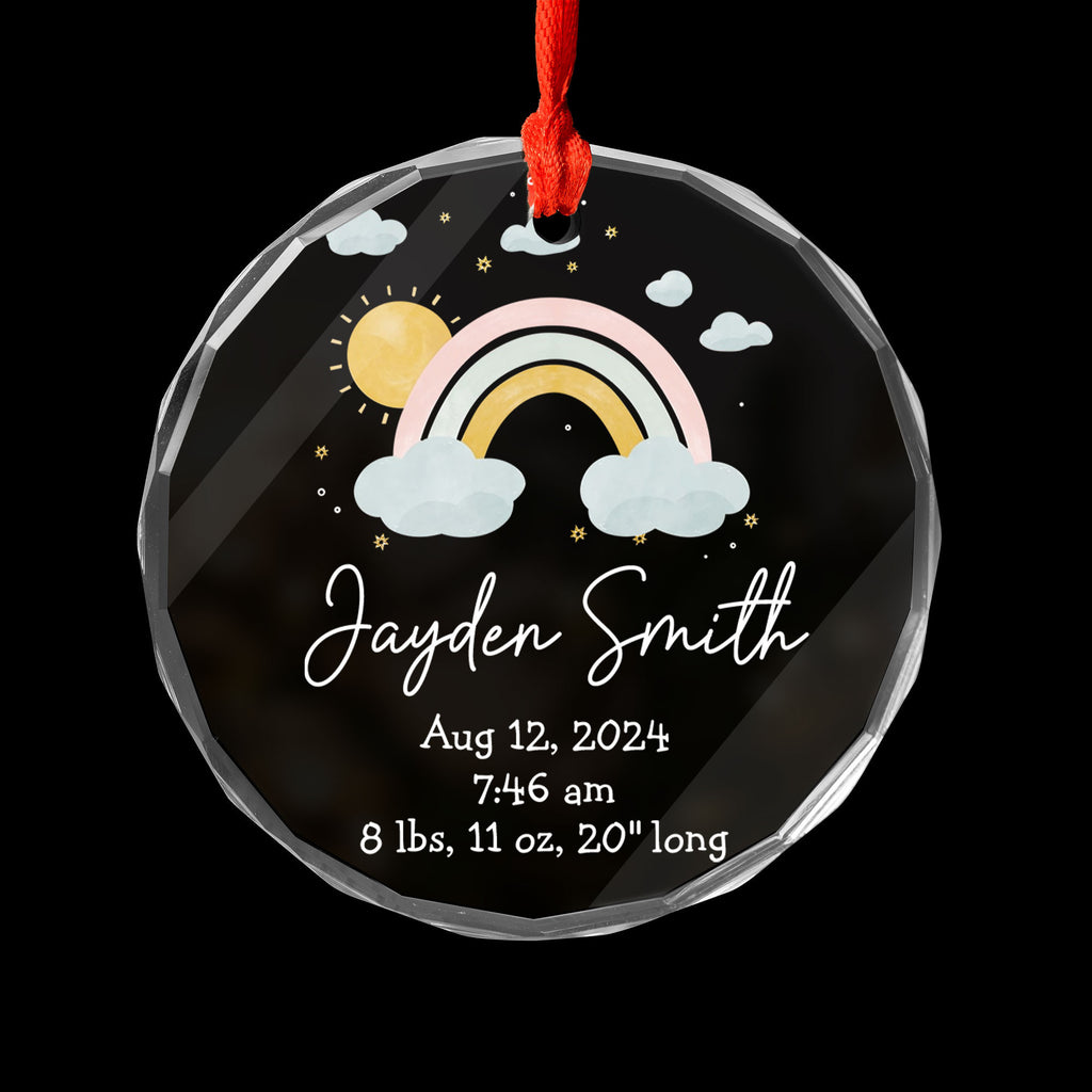 Personalized Baby Info Stats Glass Christmas Ornament, Birth Announcement Gift - image 3