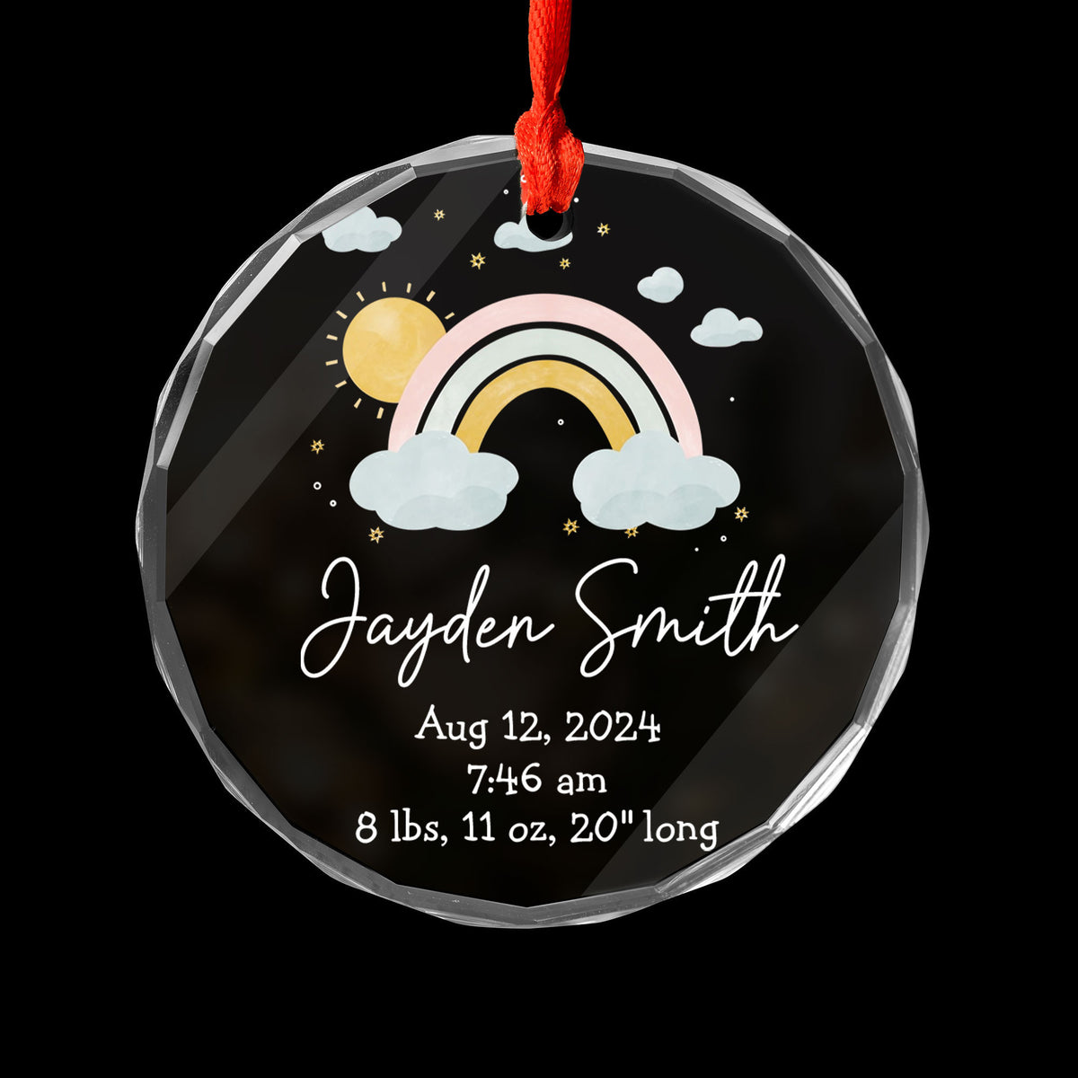 Personalized Baby Info Stats Glass Christmas Ornament, Birth Announcement Gift - image 3