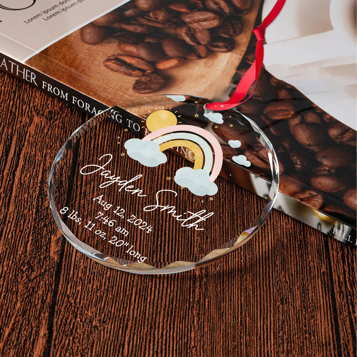 Personalized Baby Info Stats Glass Christmas Ornament, Birth Announcement Gift - image 7