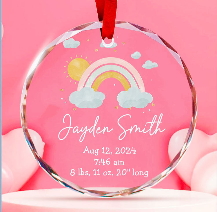 Personalized Baby Info Stats Glass Christmas Ornament, Birth Announcement Gift - image 2