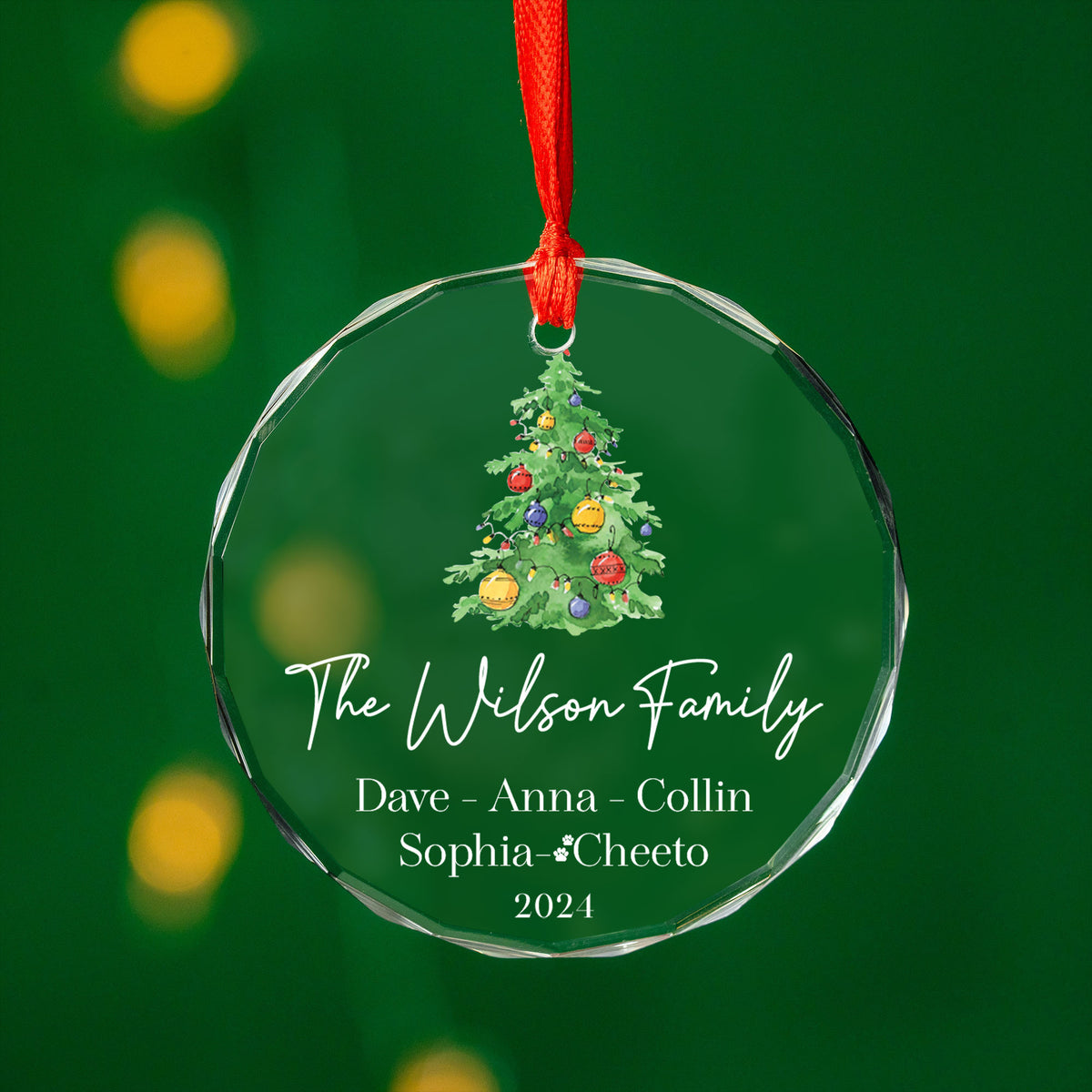 Personalized Clear Glass Christmas Tree Ornament, Family Keepsake Gift - image 5