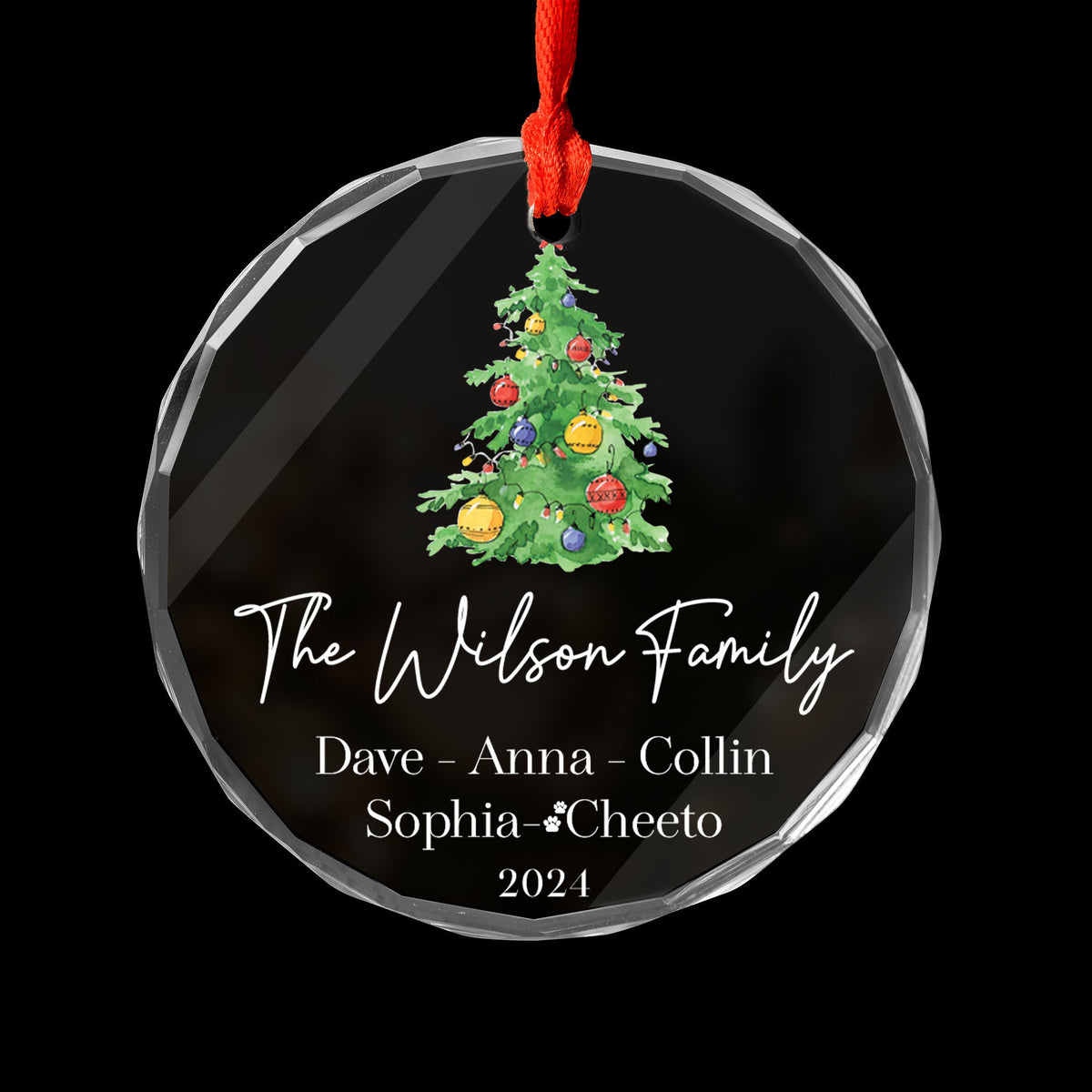 Personalized Clear Glass Christmas Tree Ornament, Family Keepsake Gift - image 4