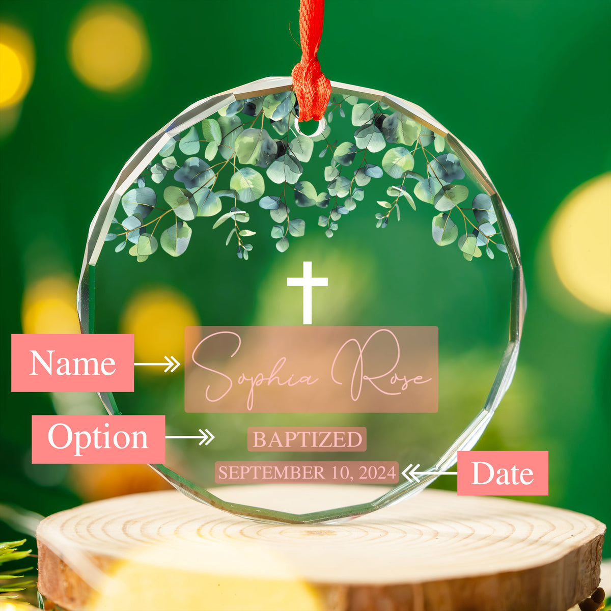 Personalized Baptism Glass Christmas Ornament, Dedication Gift for Baby - image 5