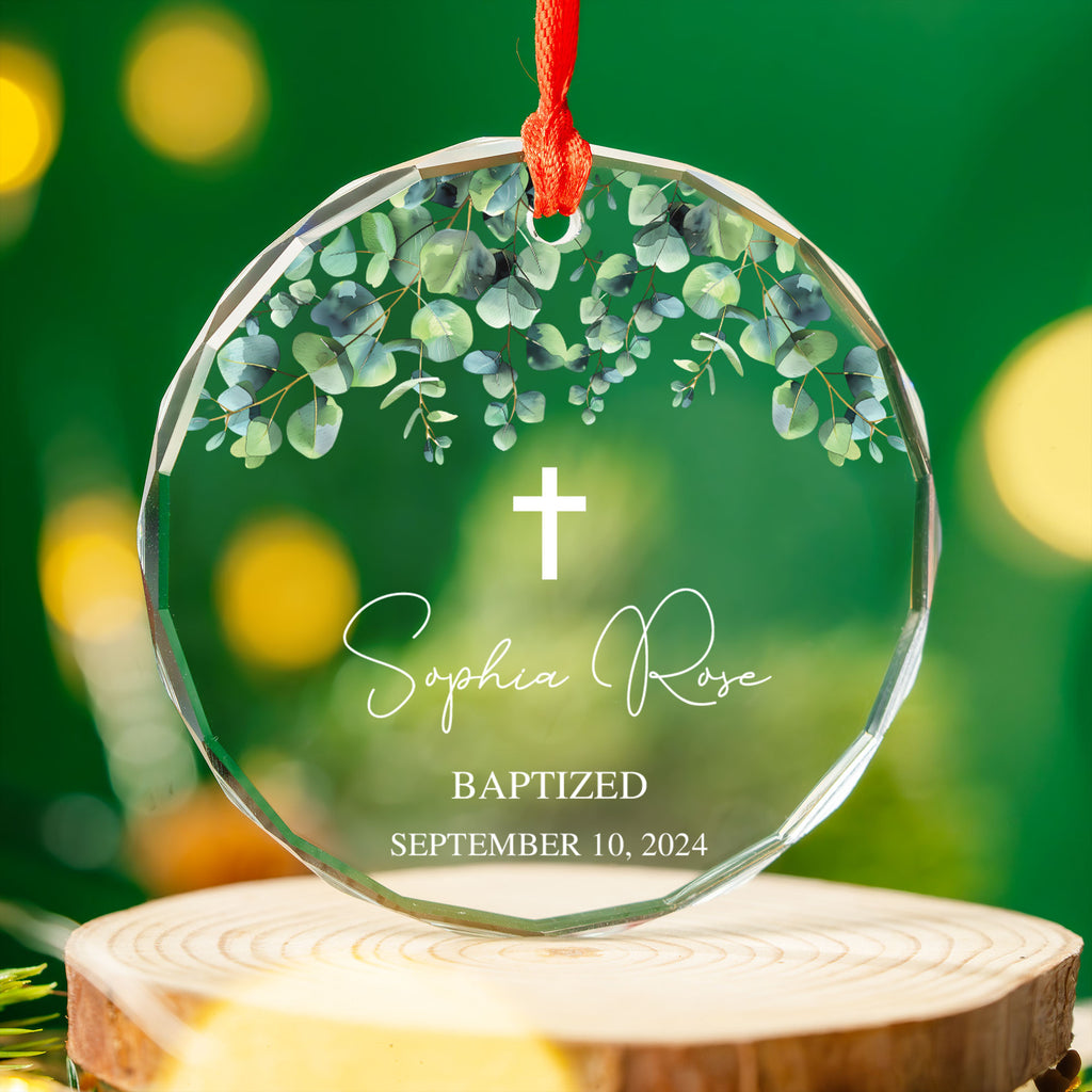 Personalized Baptism Glass Christmas Ornament, Dedication Gift for Baby - image 6