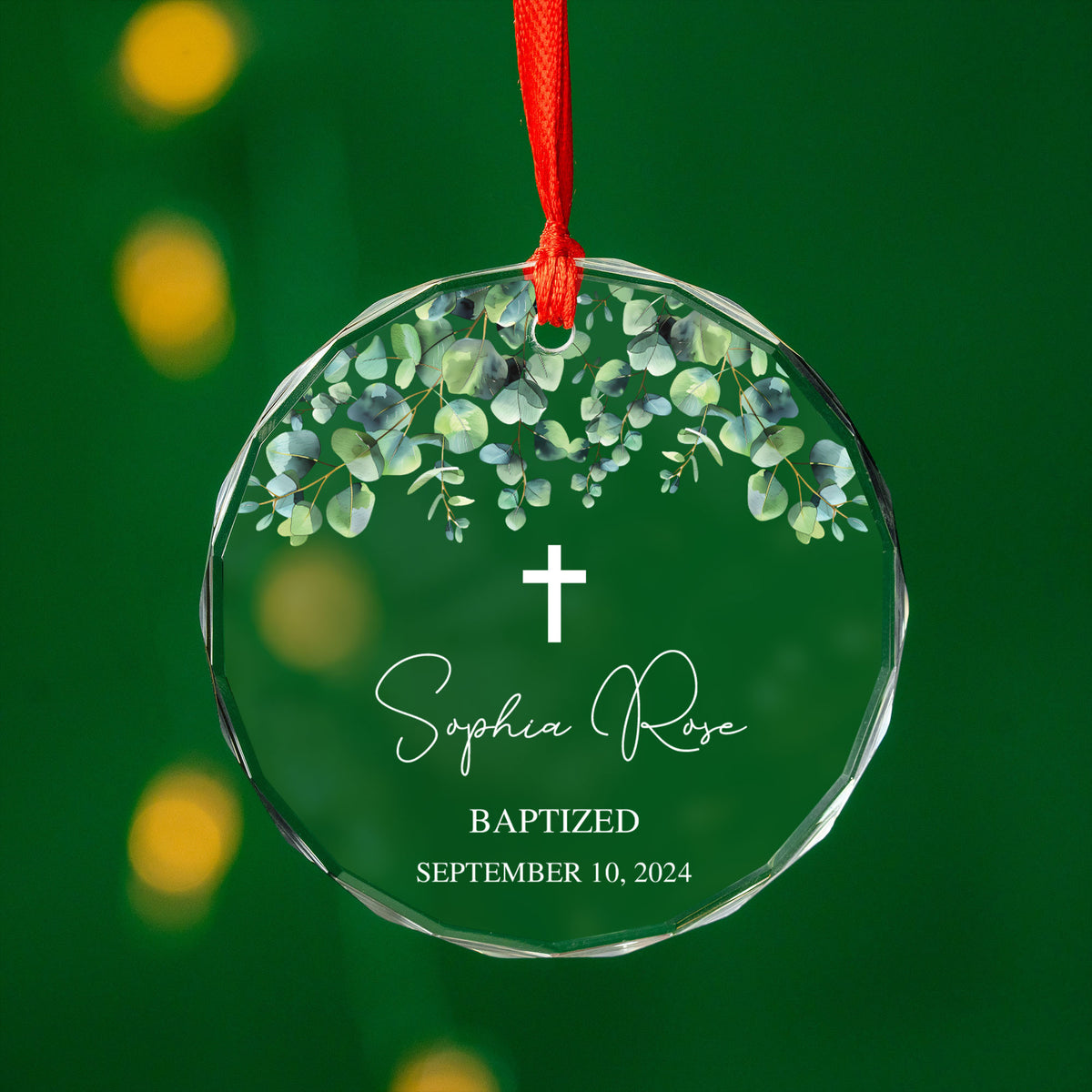 Personalized Baptism Glass Christmas Ornament, Dedication Gift for Baby - image 4