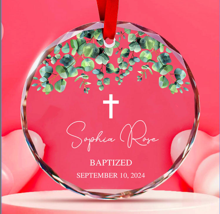 Personalized Baptism Glass Christmas Ornament, Dedication Gift for Baby - image 7