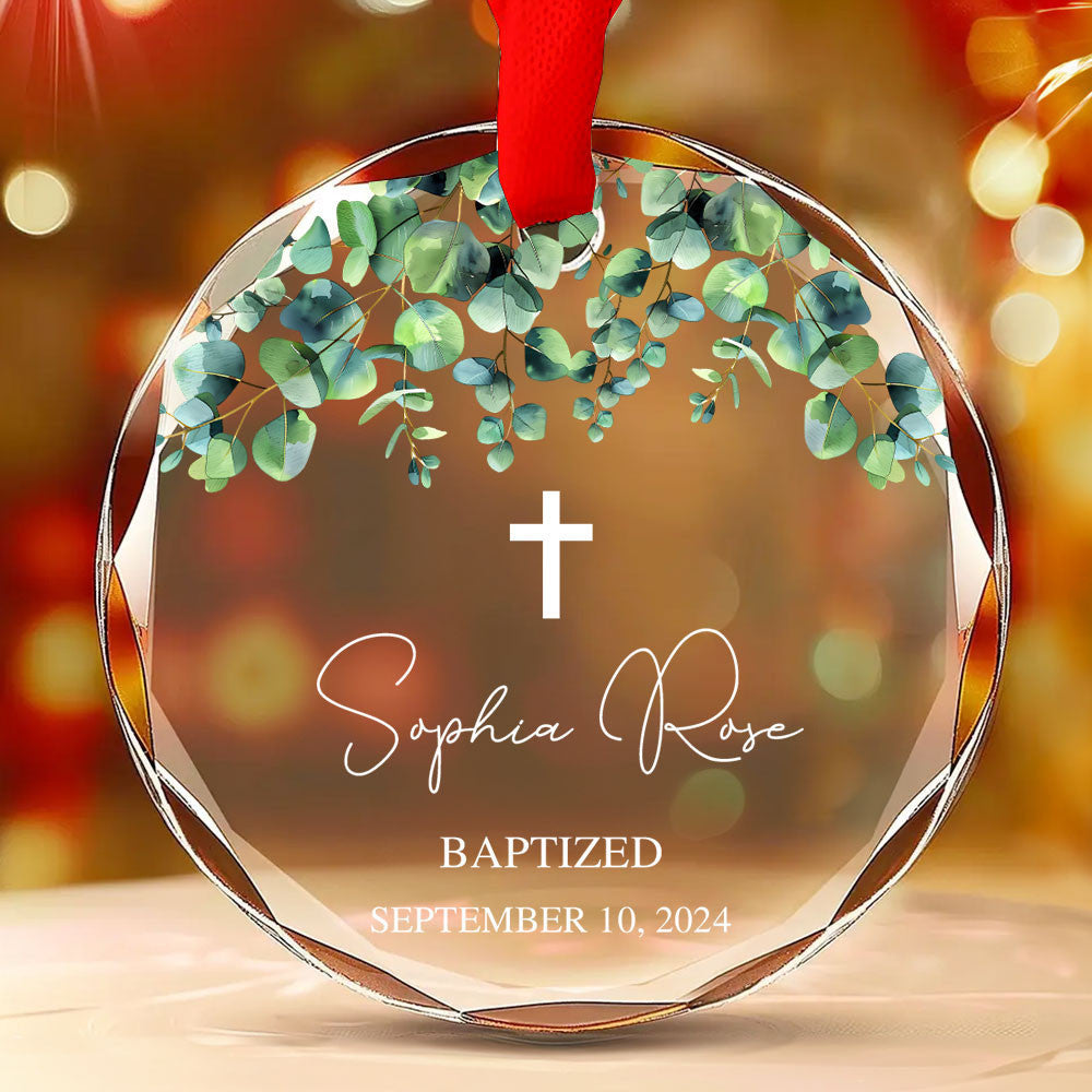 Personalized Baptism Glass Christmas Ornament, Dedication Gift for Baby - image 8