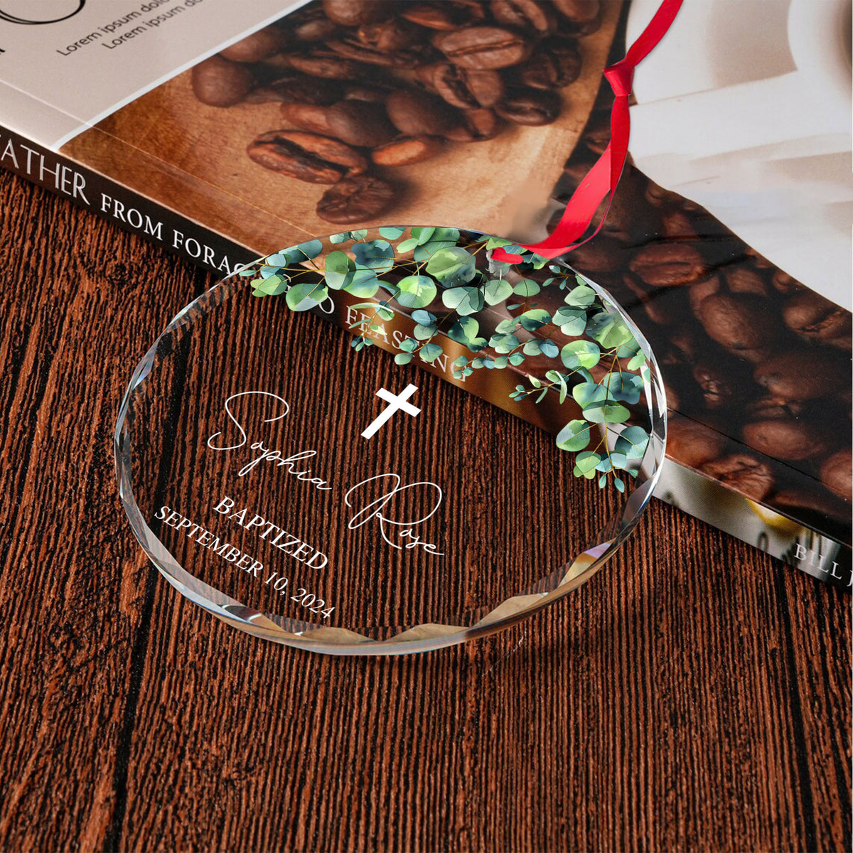 Personalized Baptism Glass Christmas Ornament, Dedication Gift for Baby - image 2