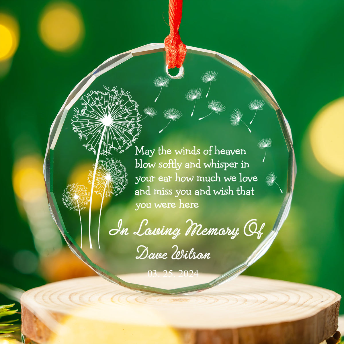 Personalized Memorial Glass Christmas Ornament, Remembrance Keepsake - image 3