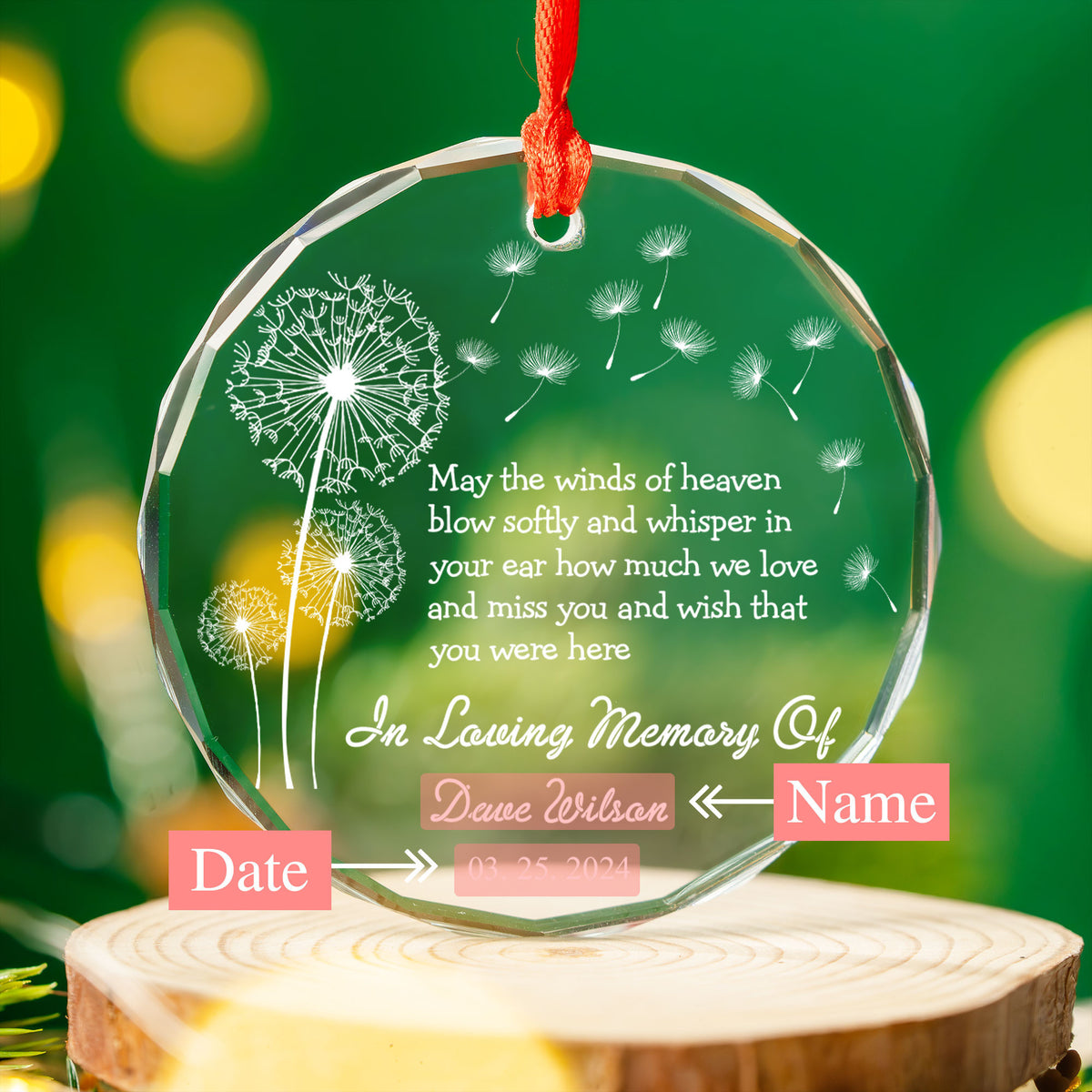 Personalized Memorial Glass Christmas Ornament, Remembrance Keepsake - image 4
