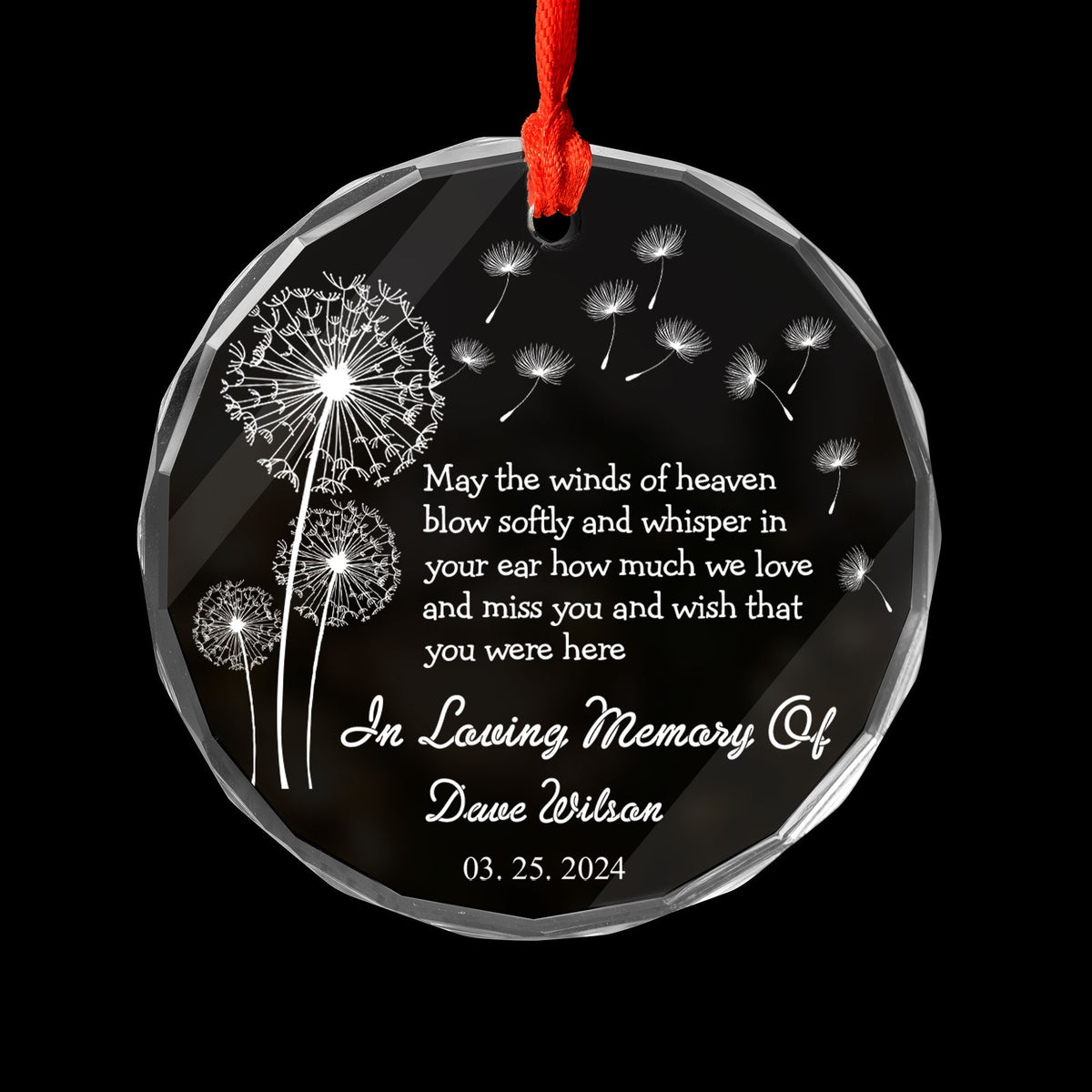 Personalized Memorial Glass Christmas Ornament, Remembrance Keepsake - image 5