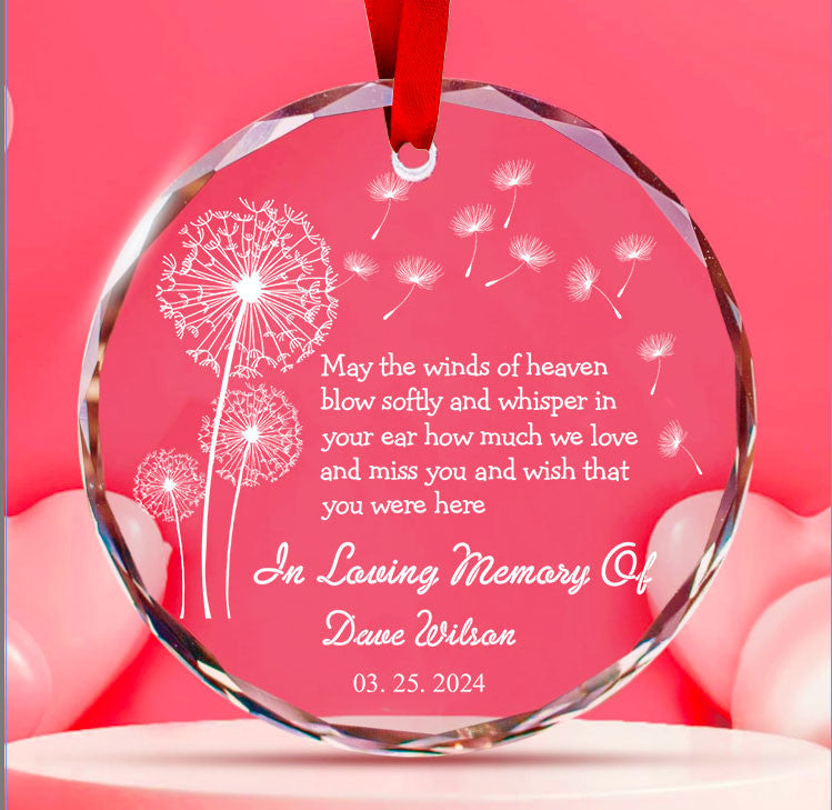 Personalized Memorial Glass Christmas Ornament, Remembrance Keepsake - image 2