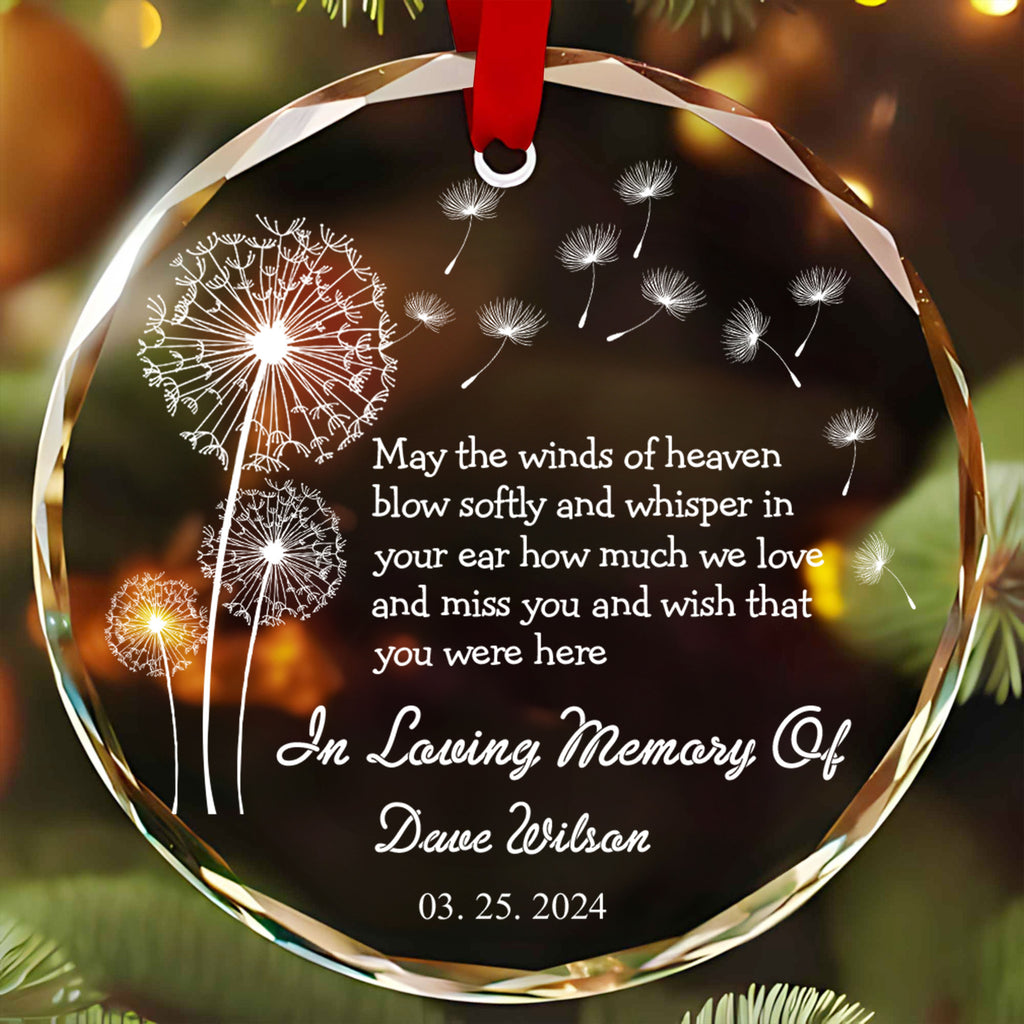 Personalized Memorial Glass Christmas Ornament, Remembrance Keepsake