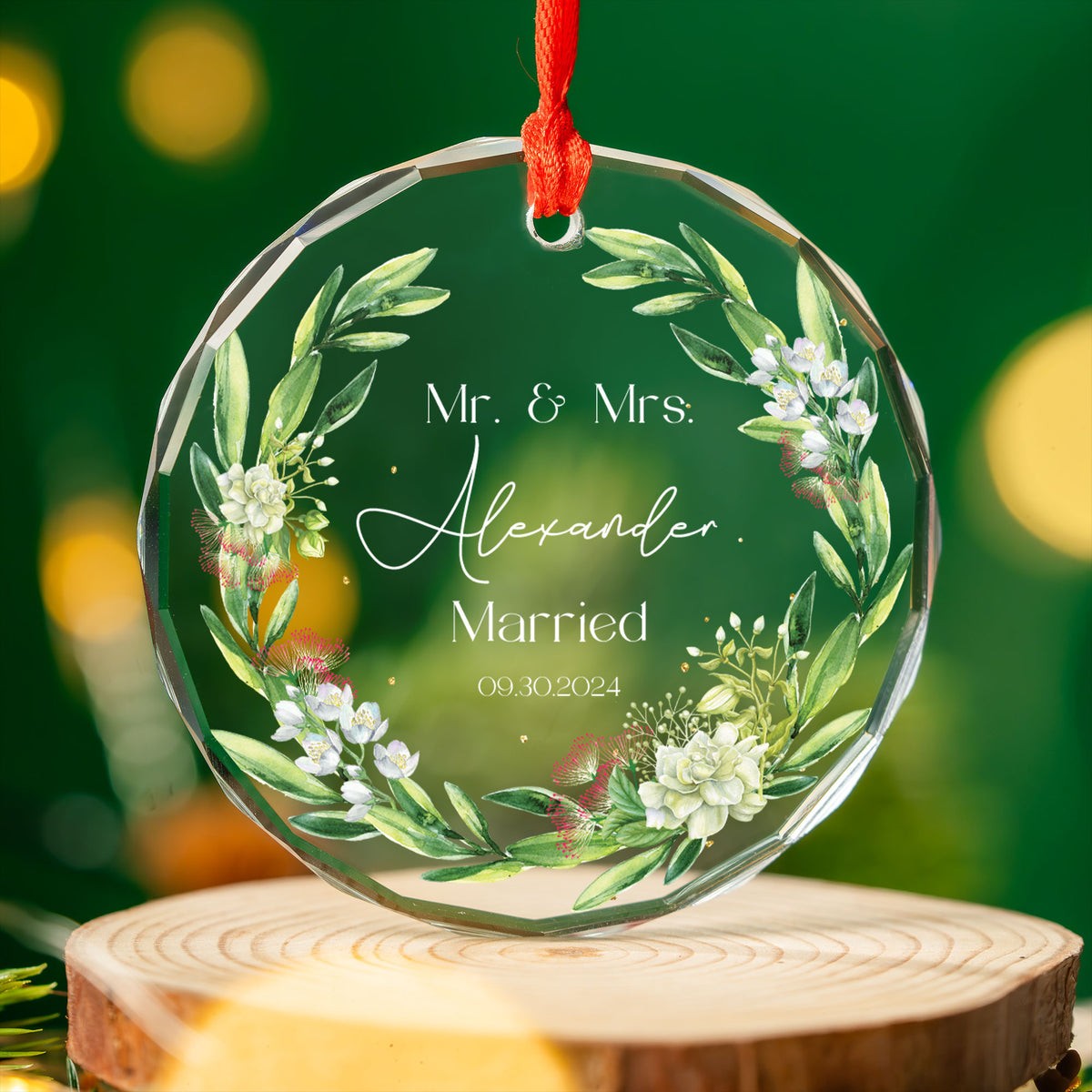 Personalized First Christmas as Mr and Mrs Glass Ornament, Wedding Gift - image 4