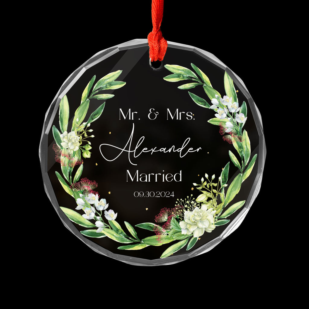 Personalized First Christmas as Mr and Mrs Glass Ornament, Wedding Gift - image 2