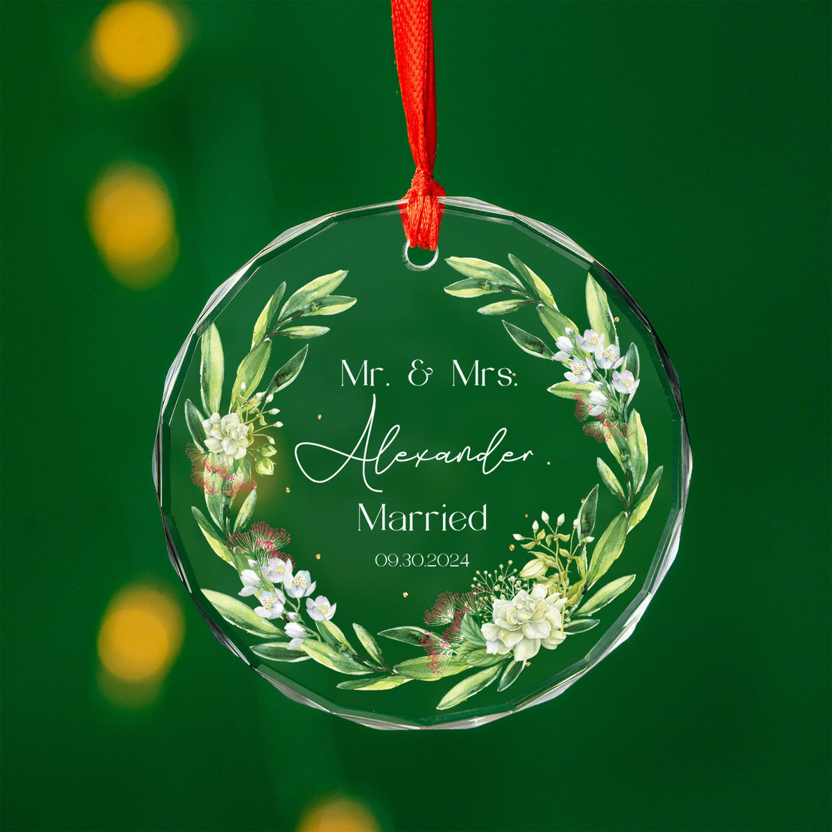 Personalized First Christmas as Mr and Mrs Glass Ornament, Wedding Gift - image 6