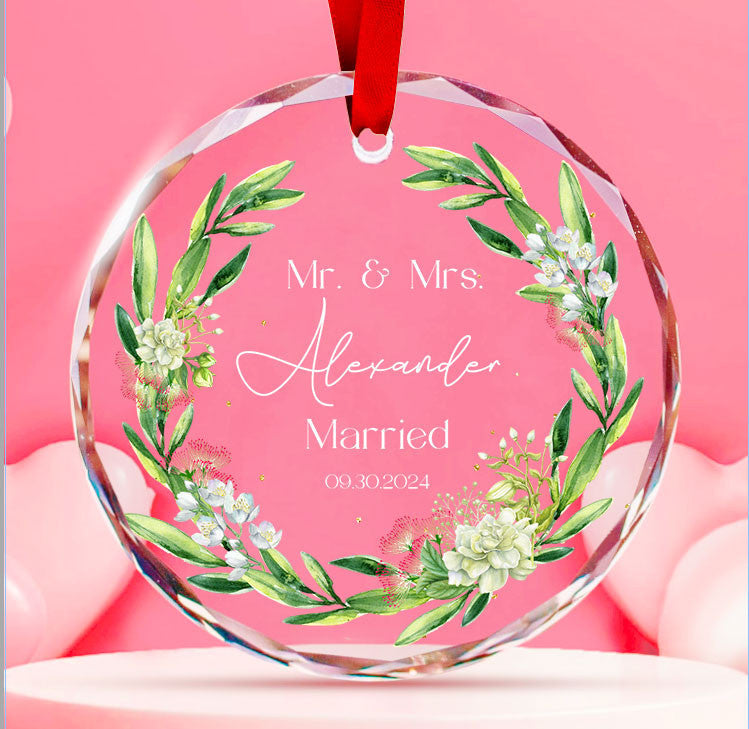 Personalized First Christmas as Mr and Mrs Glass Ornament, Wedding Gift - image 7