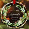 Personalized First Christmas as Mr and Mrs Glass Ornament, Wedding Gift