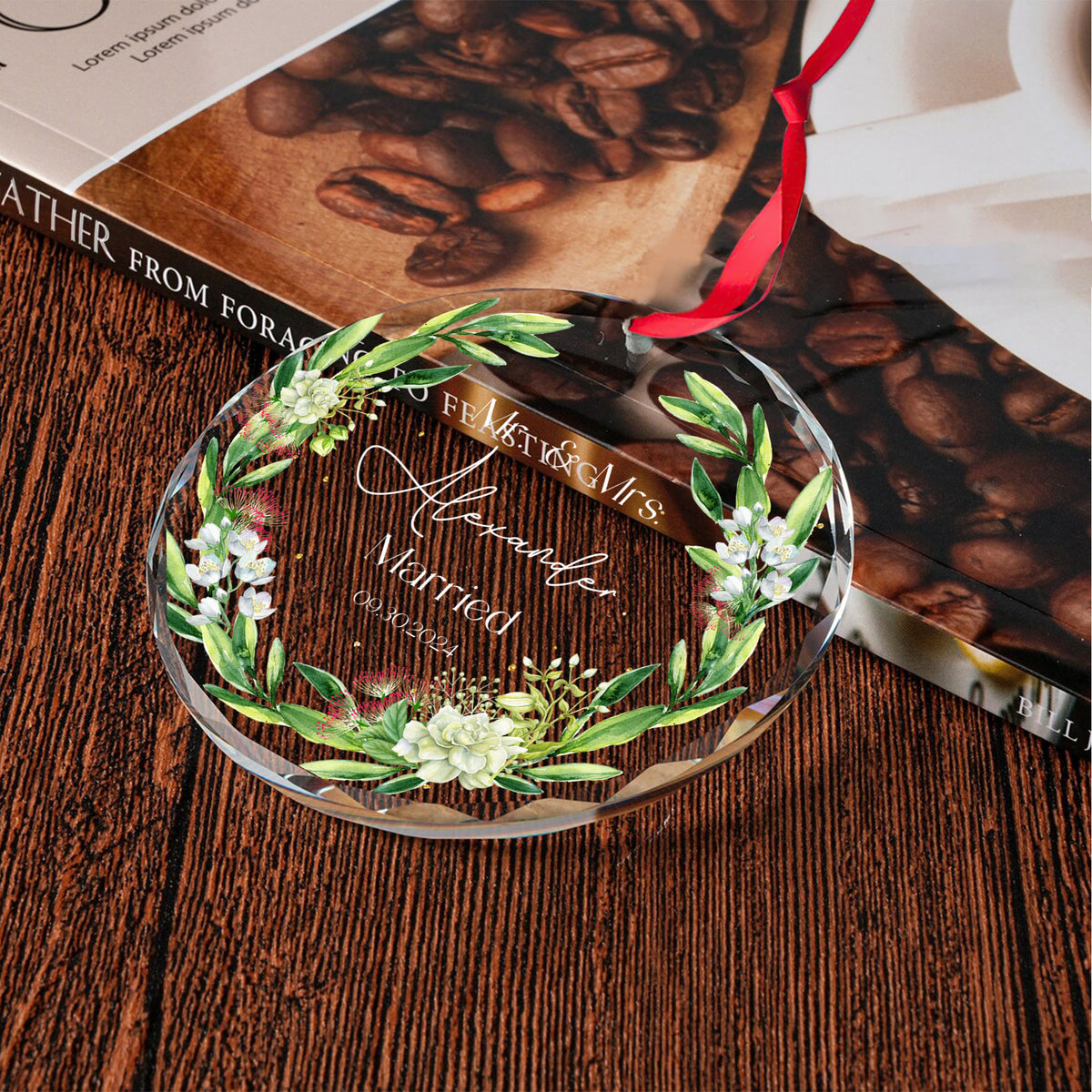 Personalized First Christmas as Mr and Mrs Glass Ornament, Wedding Gift - image 5