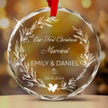 Personalized First Christmas Married Wedding Glass Ornament, Engagement Gift
