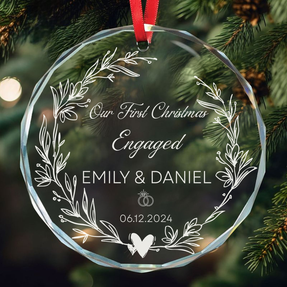Personalized First Christmas Married Wedding Glass Ornament, Engagement Gift - image 12
