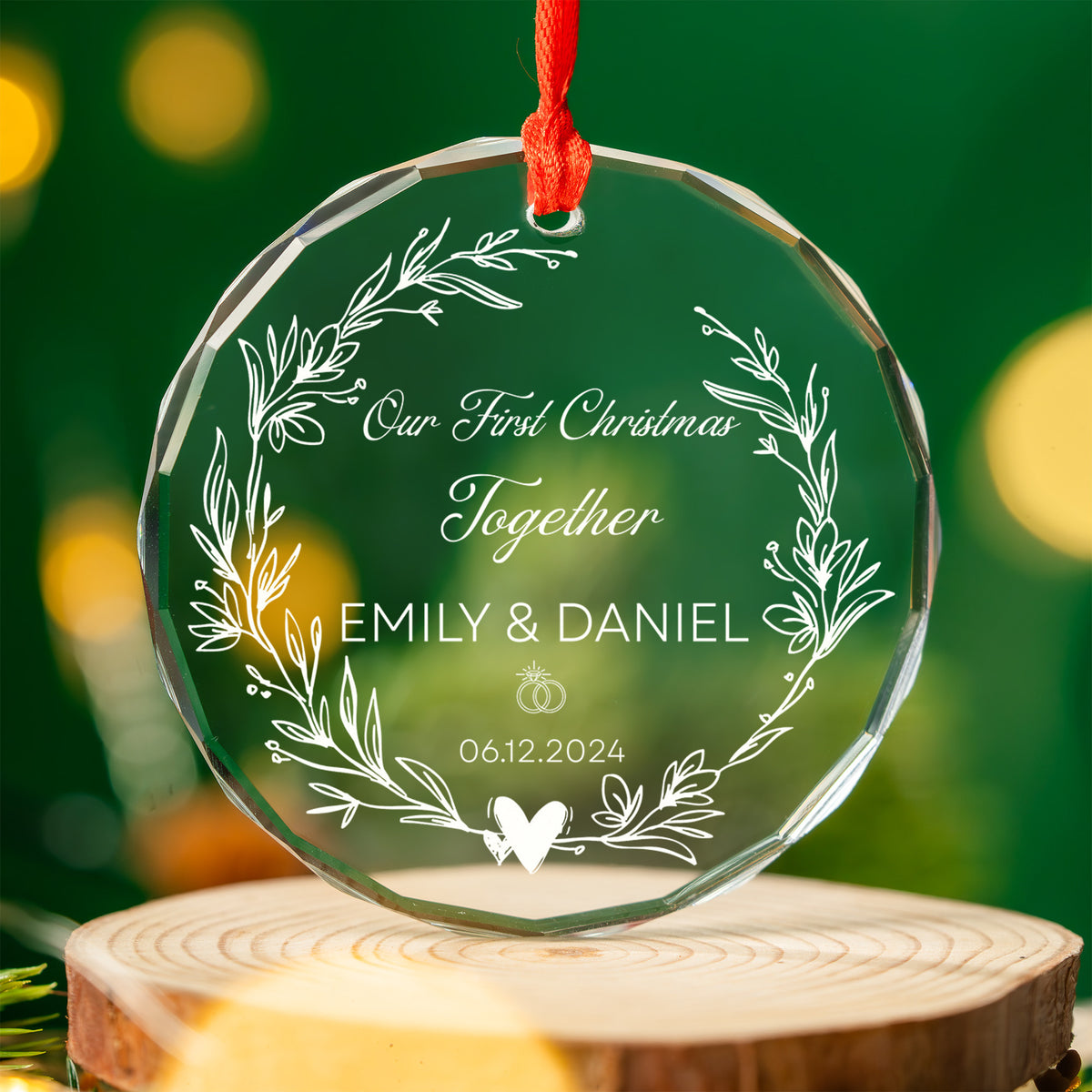 Personalized First Christmas Married Wedding Glass Ornament, Engagement Gift - image 15