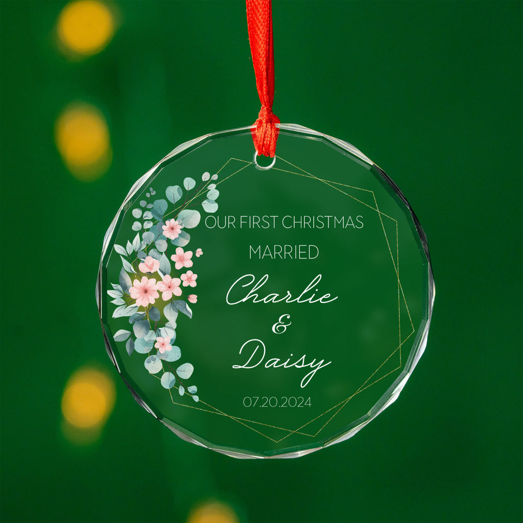 Personalized Our First Christmas as Married Glass Ornament, Anniversary Gift - image 5