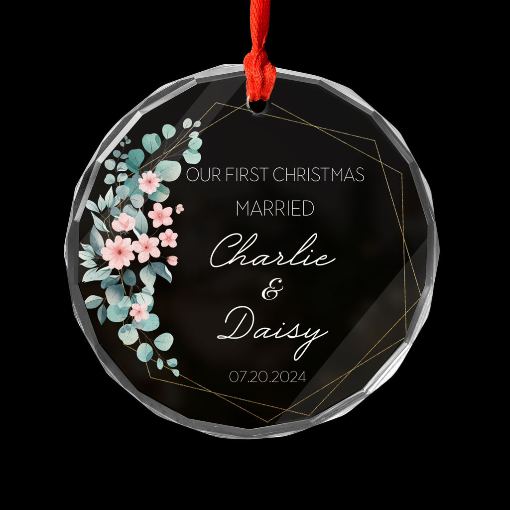 Personalized Our First Christmas as Married Glass Ornament, Anniversary Gift - image 2