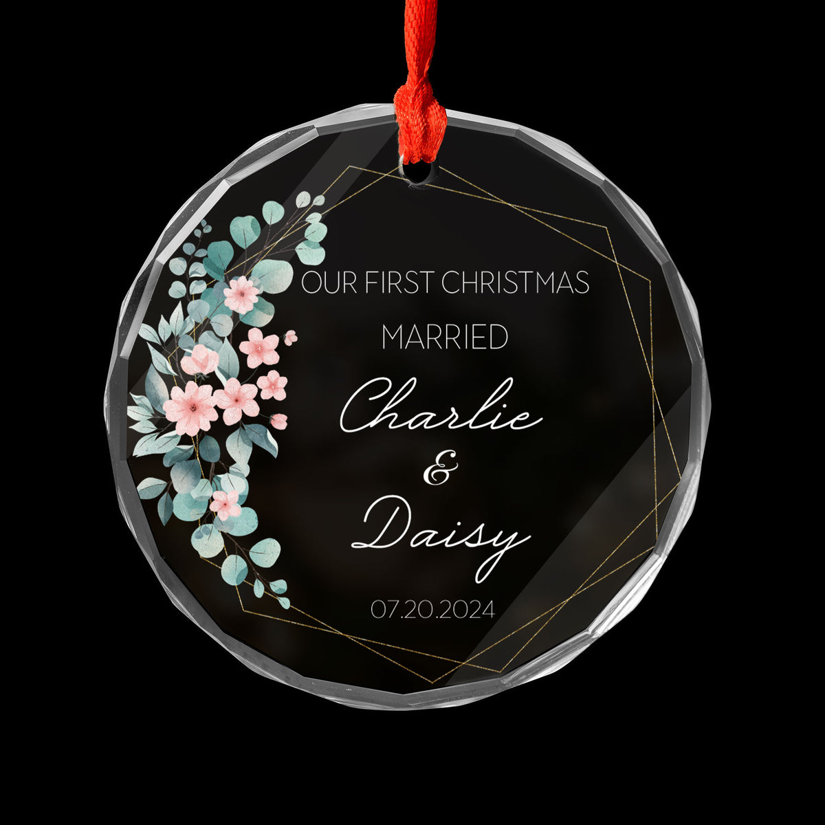 Personalized Our First Christmas as Married Glass Ornament, Anniversary Gift - image 2
