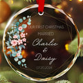 Personalized Our First Christmas as Married Glass Ornament, Anniversary Gift
