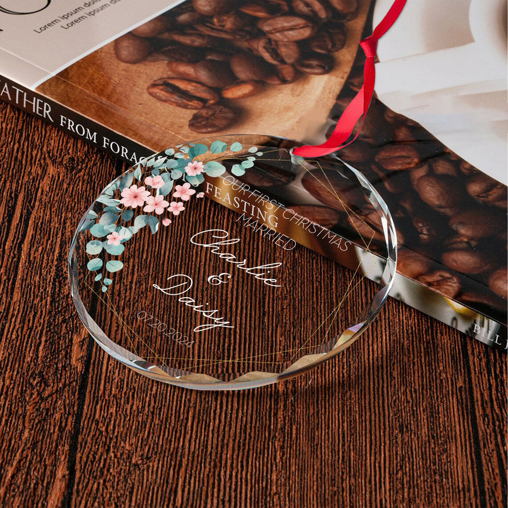 Personalized Our First Christmas as Married Glass Ornament, Anniversary Gift - image 6