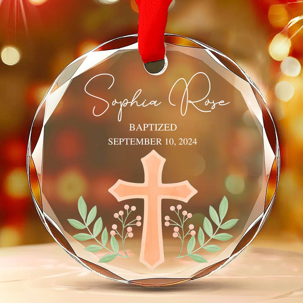 Personalized Baptism Glass Christmas Ornament, Confirmation Gift for Child - image 7