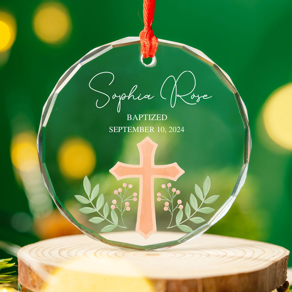 Personalized Baptism Glass Christmas Ornament, Confirmation Gift for Child - image 3