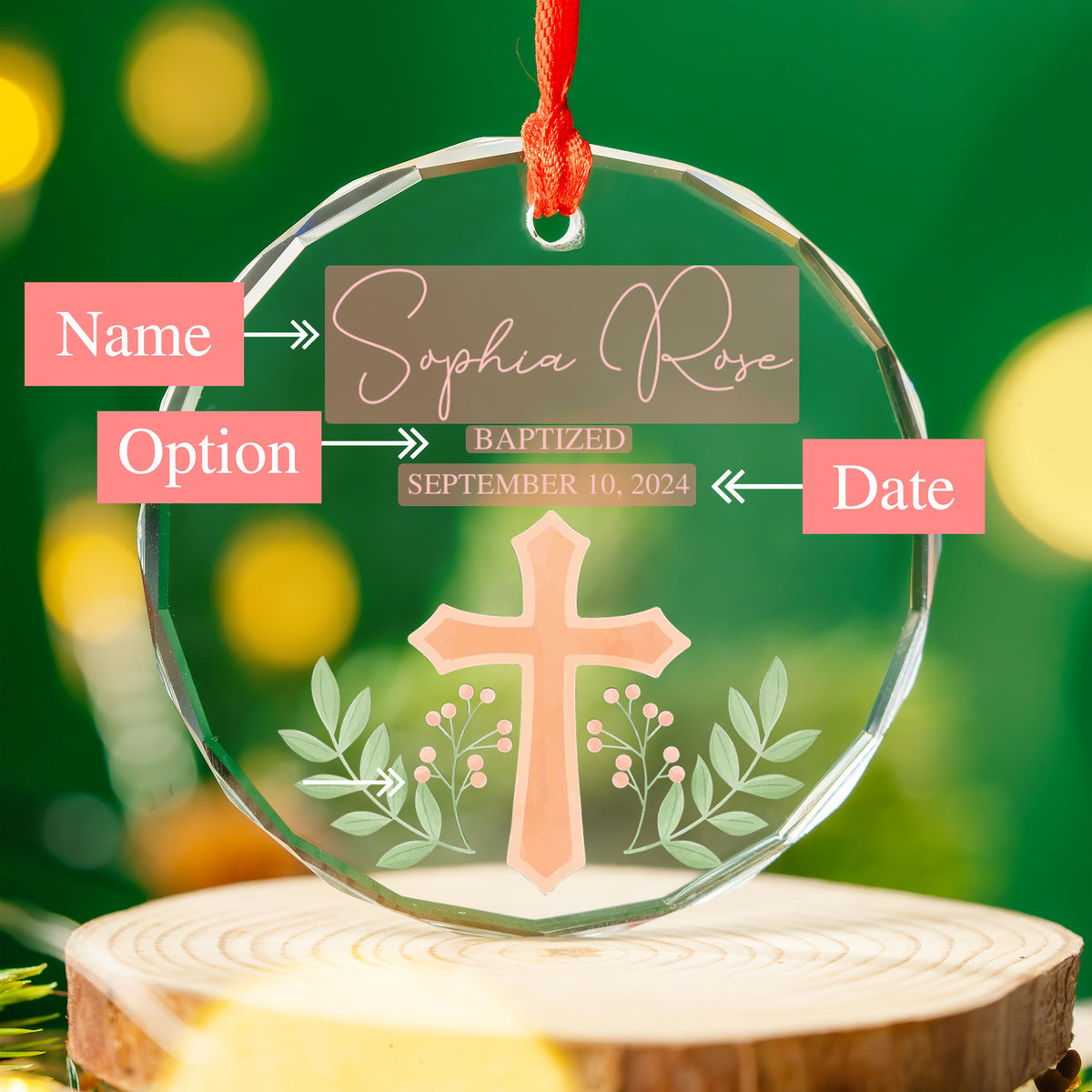 Personalized Baptism Glass Christmas Ornament, Confirmation Gift for Child - image 4